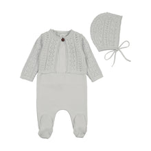 Load image into Gallery viewer, Intricate Knit Layette Set - Dusty Blue
