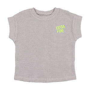 Boys boxy waffle tee -blue grey denim