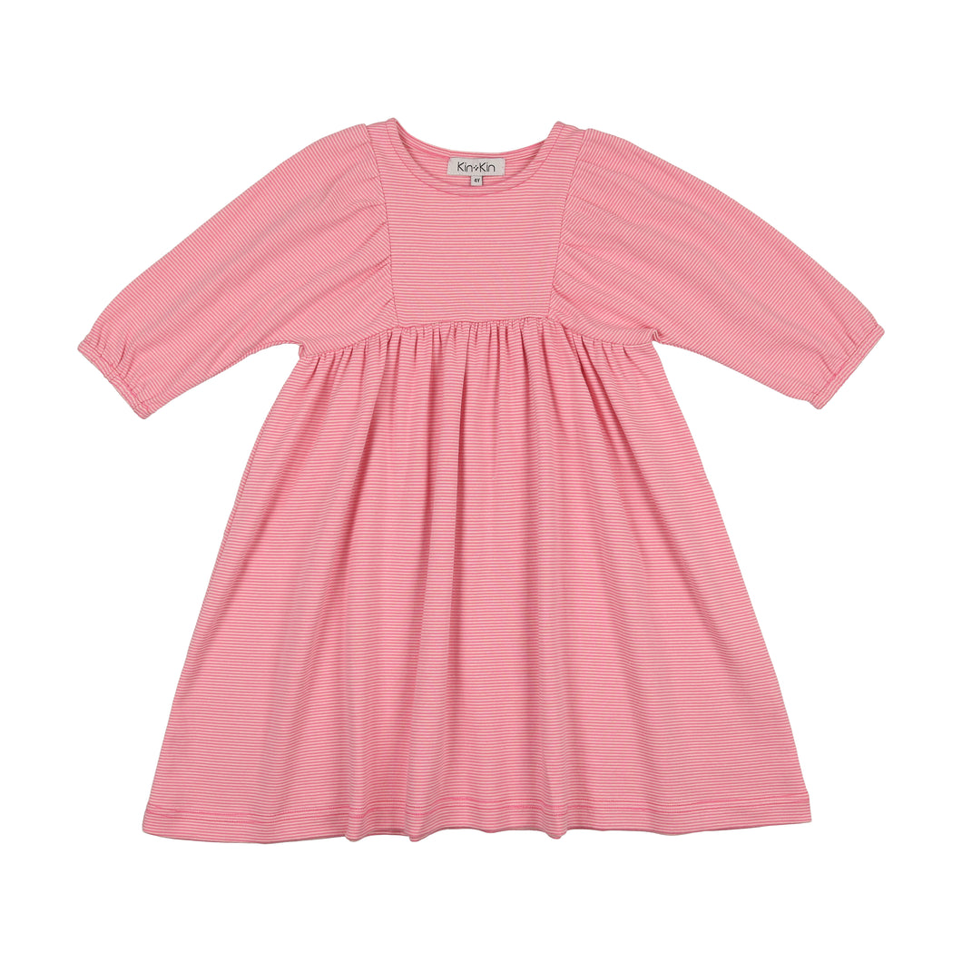 Striped long sleeve dress - hot pink stripes