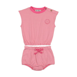 Striped two pc bloomer set - Hot pink
