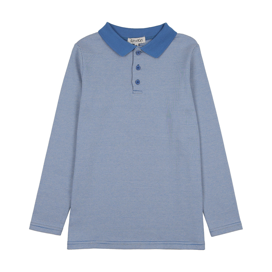 Boys long sleeve polo shirt - blue