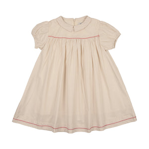 Peter pan collar short sleeve dress - natural
