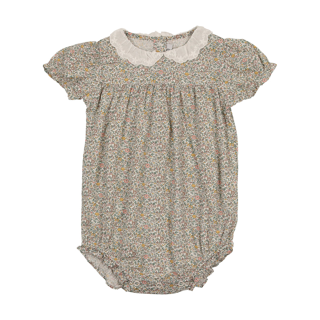 Baby ruffled collar romper - floral print