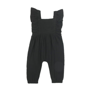 Ruffled romper - black