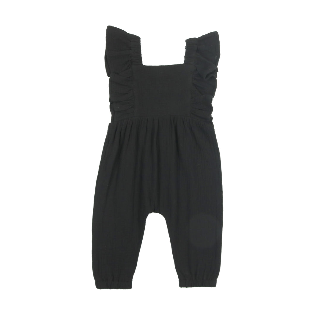 Ruffled romper - black