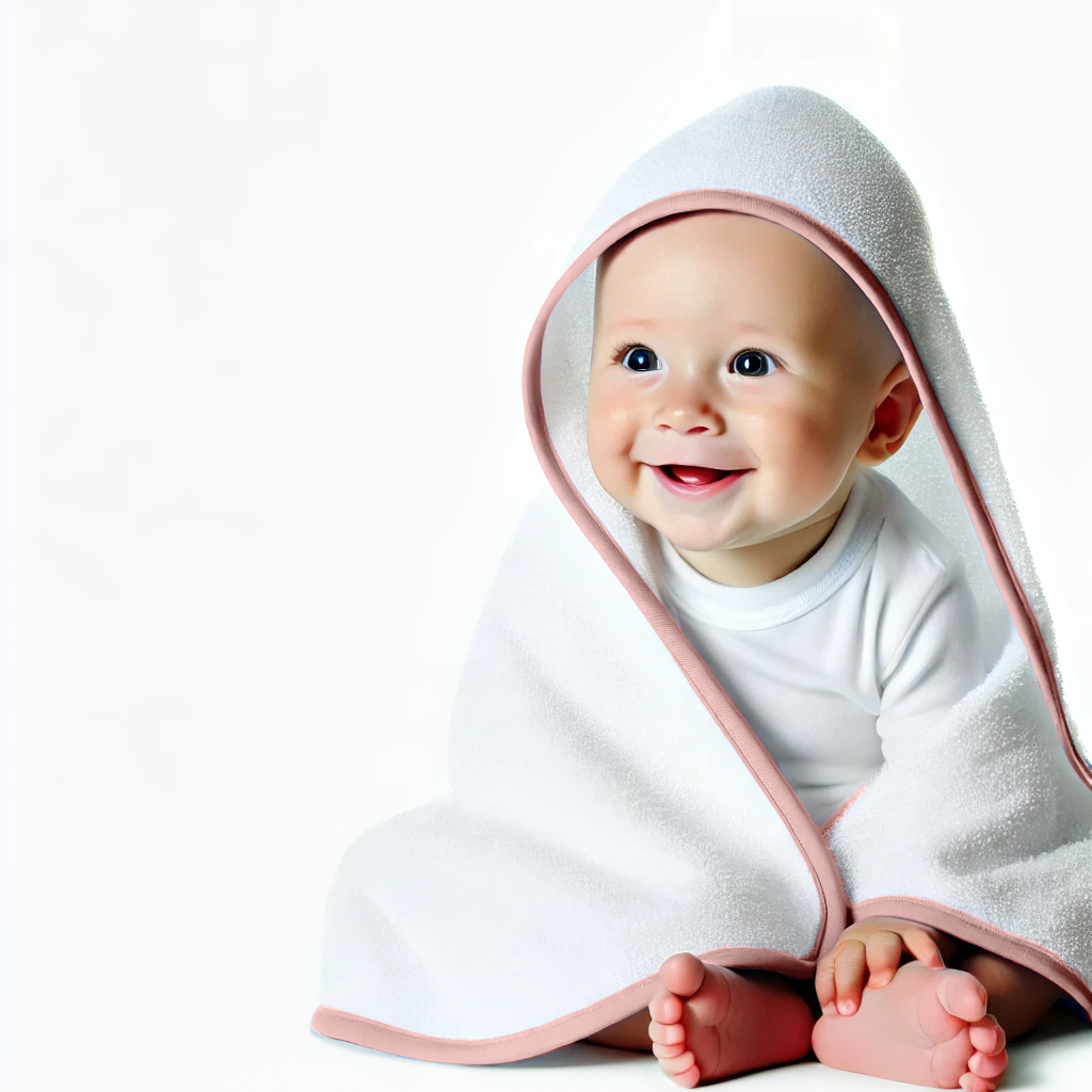 Baby hooded towel - white/pink
