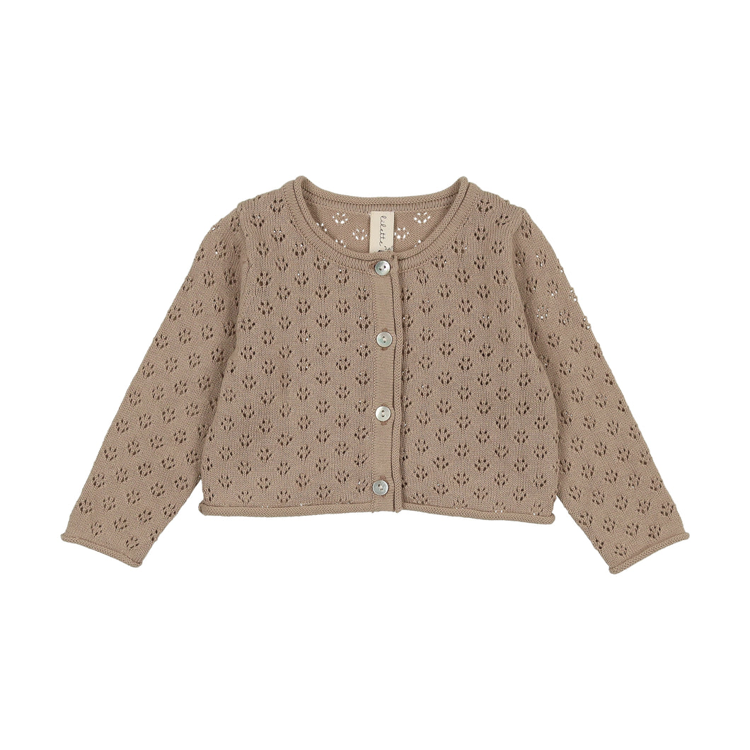Knit pointelle cardigan - taupe