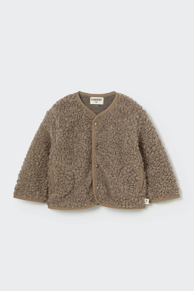 Mélange sherpa knit baby jacket - Taupe