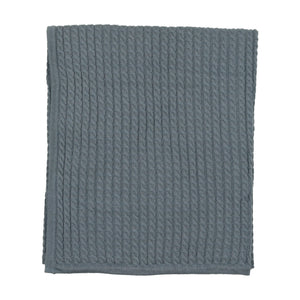 Knit collar velour layette set - blue