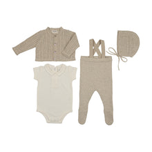 Load image into Gallery viewer, Knit Ensemble-Oat Crochet Layette set
