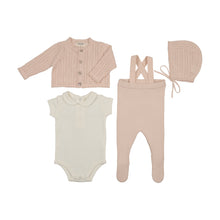 Load image into Gallery viewer, Knit Ensemble-Pearly Pink Crochet Layette set
