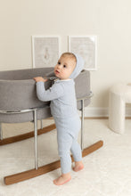 Load image into Gallery viewer, Knit Ensemble-Dusty Blue Crochet Layette set
