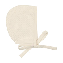 Load image into Gallery viewer, Knit wrap pointelle footie and bonnet - cream
