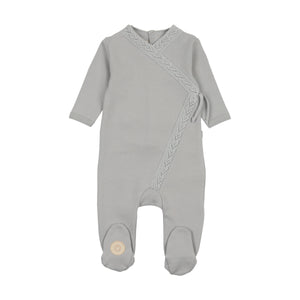 Knit twist footie - pearl blue