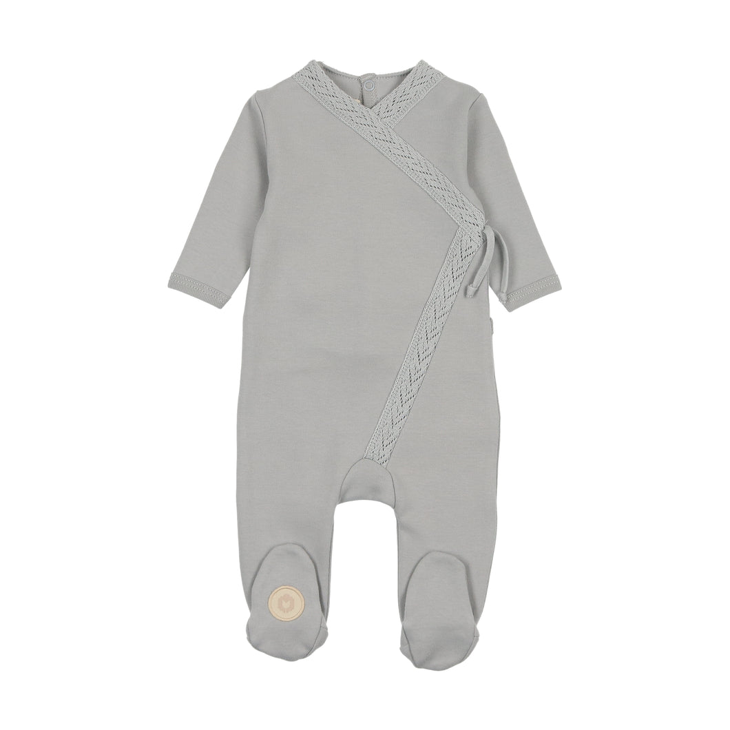 Knit twist footie - pearl blue