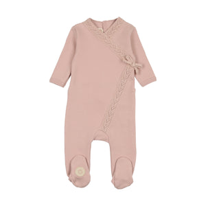 Knit twist footie - rose smoke