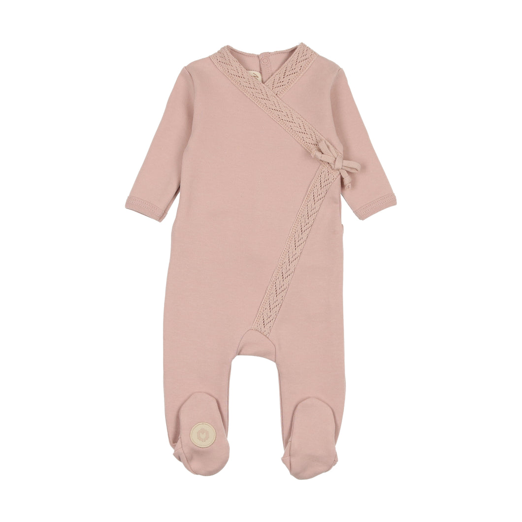Knit twist footie - rose smoke