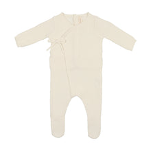 Load image into Gallery viewer, Knit wrap pointelle footie and bonnet - cream
