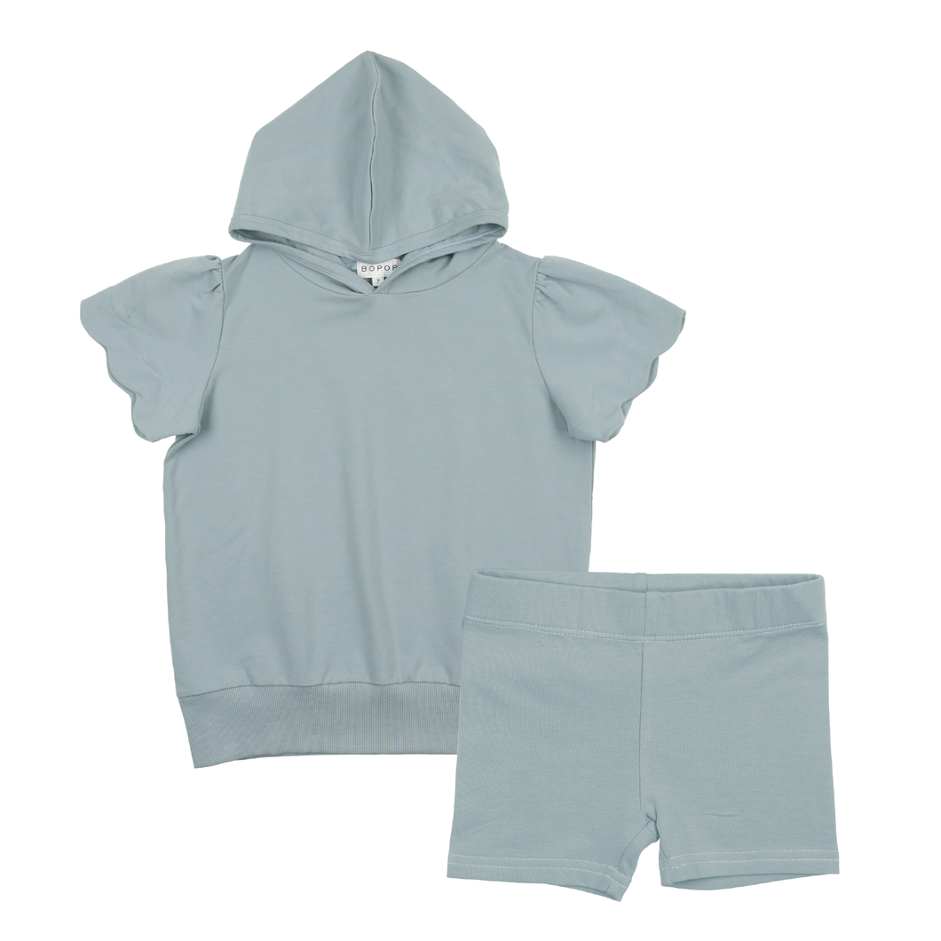 Scallop light blue toddler girl set