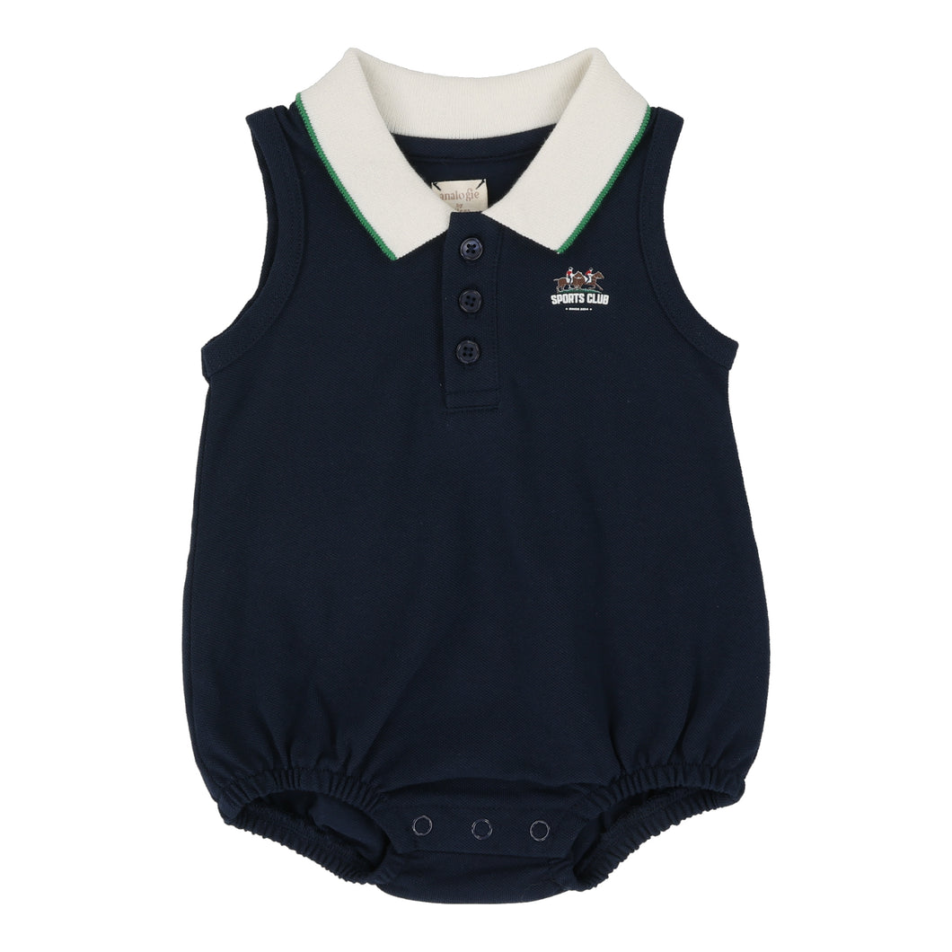 Sleeveless polo romper - Navy