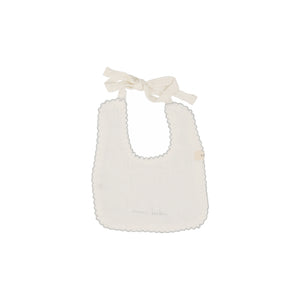 Edged muslin bib - winter white/light blue