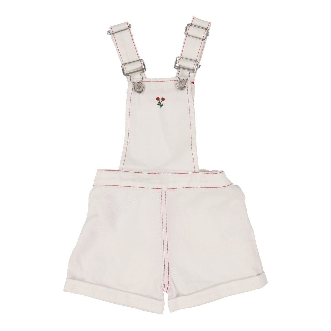 Cherry flower overalls - White