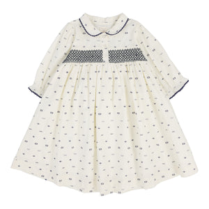 Geometric 3/4 sleeve dress - cream