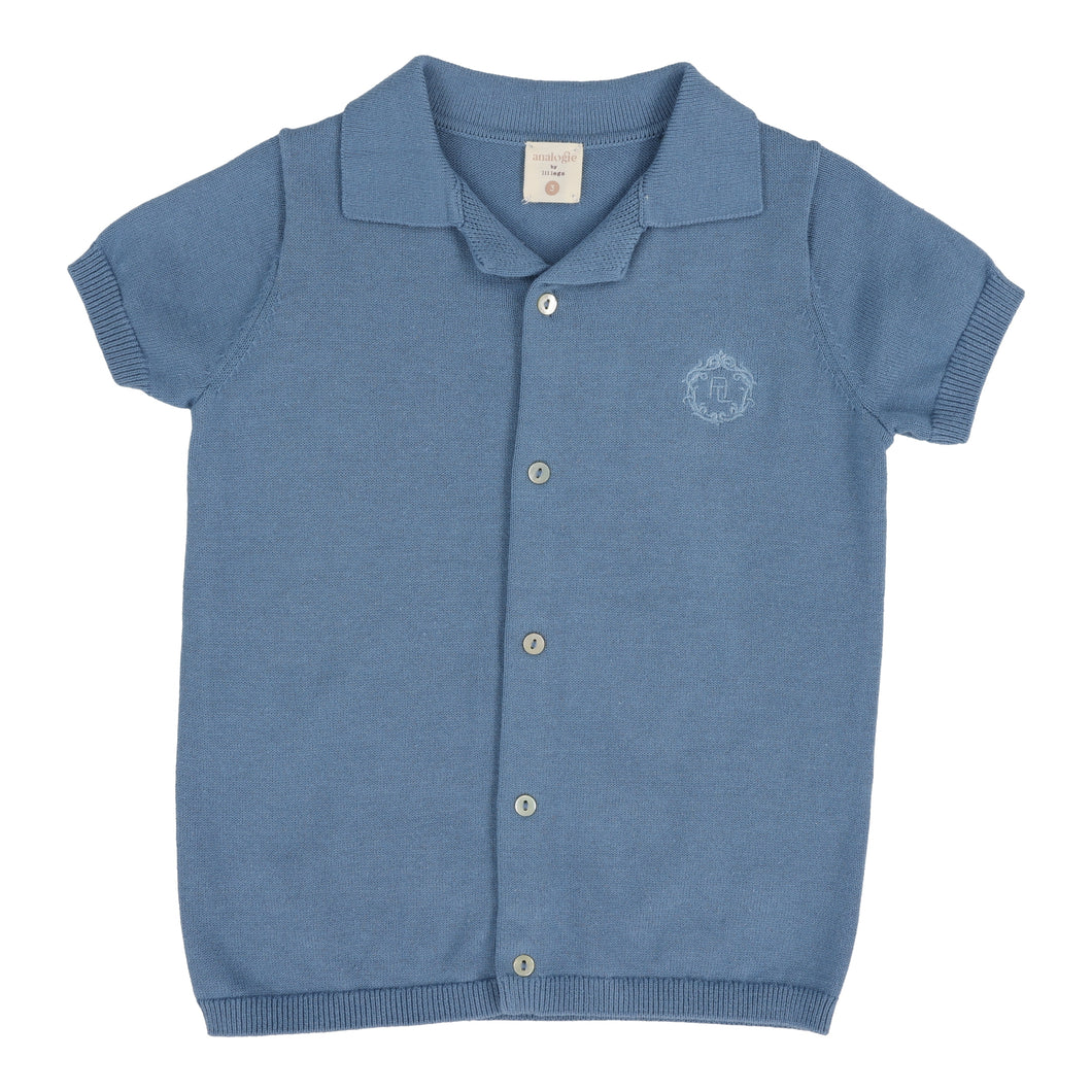 Boys grandpa sweater - bright blue