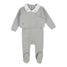 Load image into Gallery viewer, Knit wrap sleeveless footie set with bonnet - soft blue
