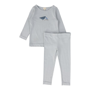 Bird print pj's - blue