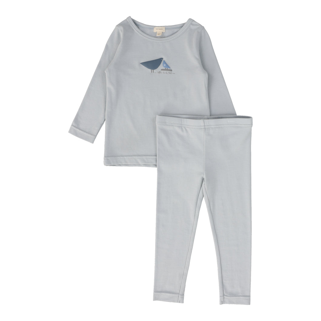Bird print pj's - blue