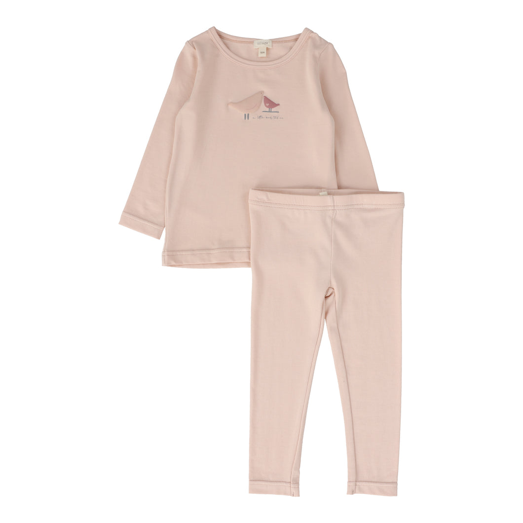 Bird print pj's - pink