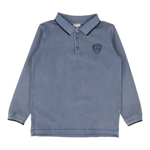Logo polo long sleeve - denim blue