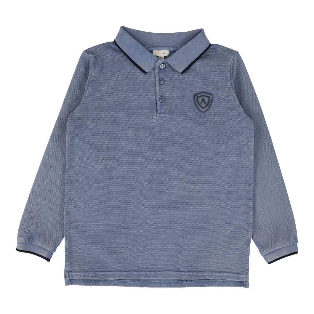 Logo polo long sleeve - denim blue