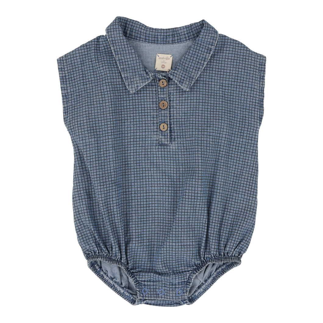 Checked romper - checked denim