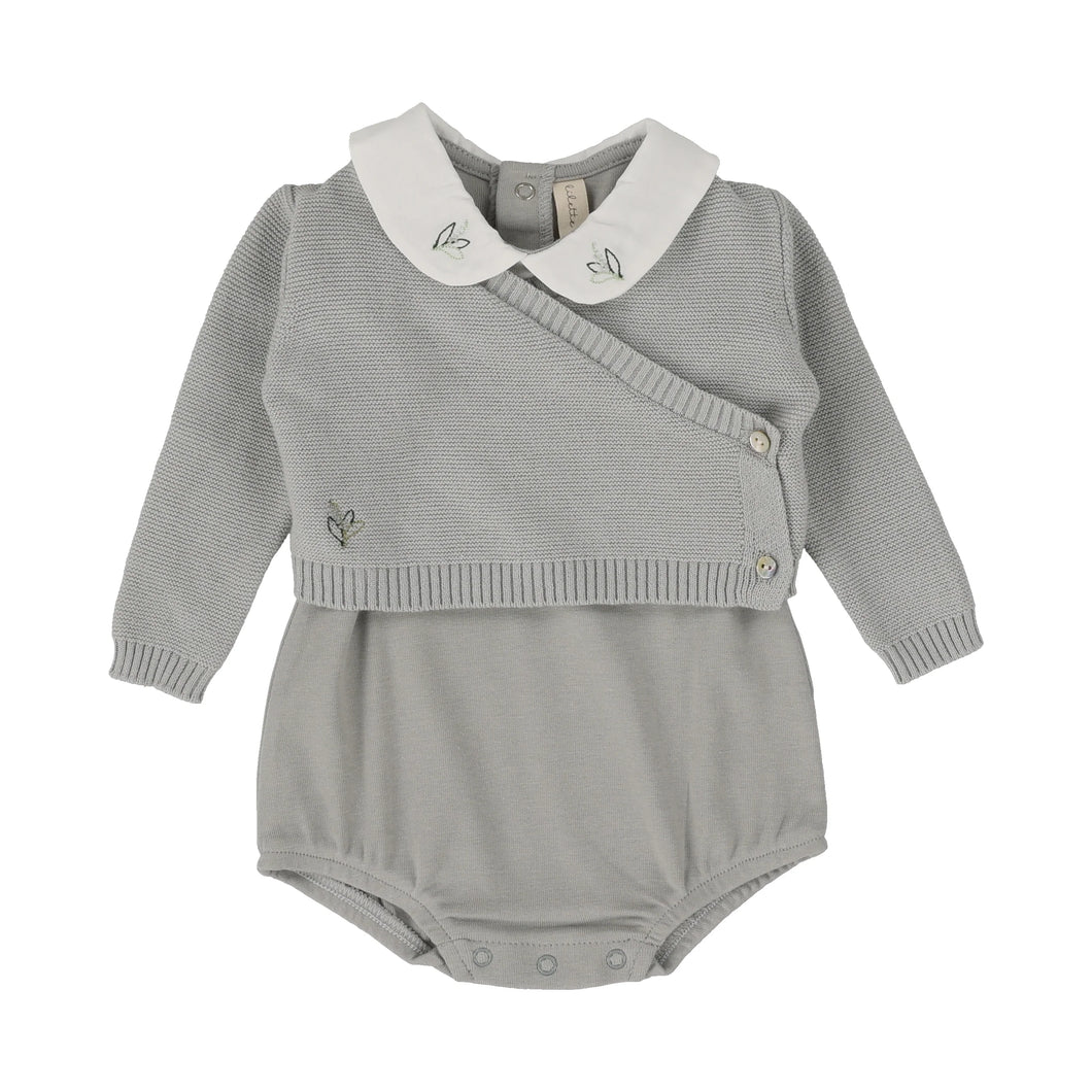 Knit wrap onesie set - soft blue