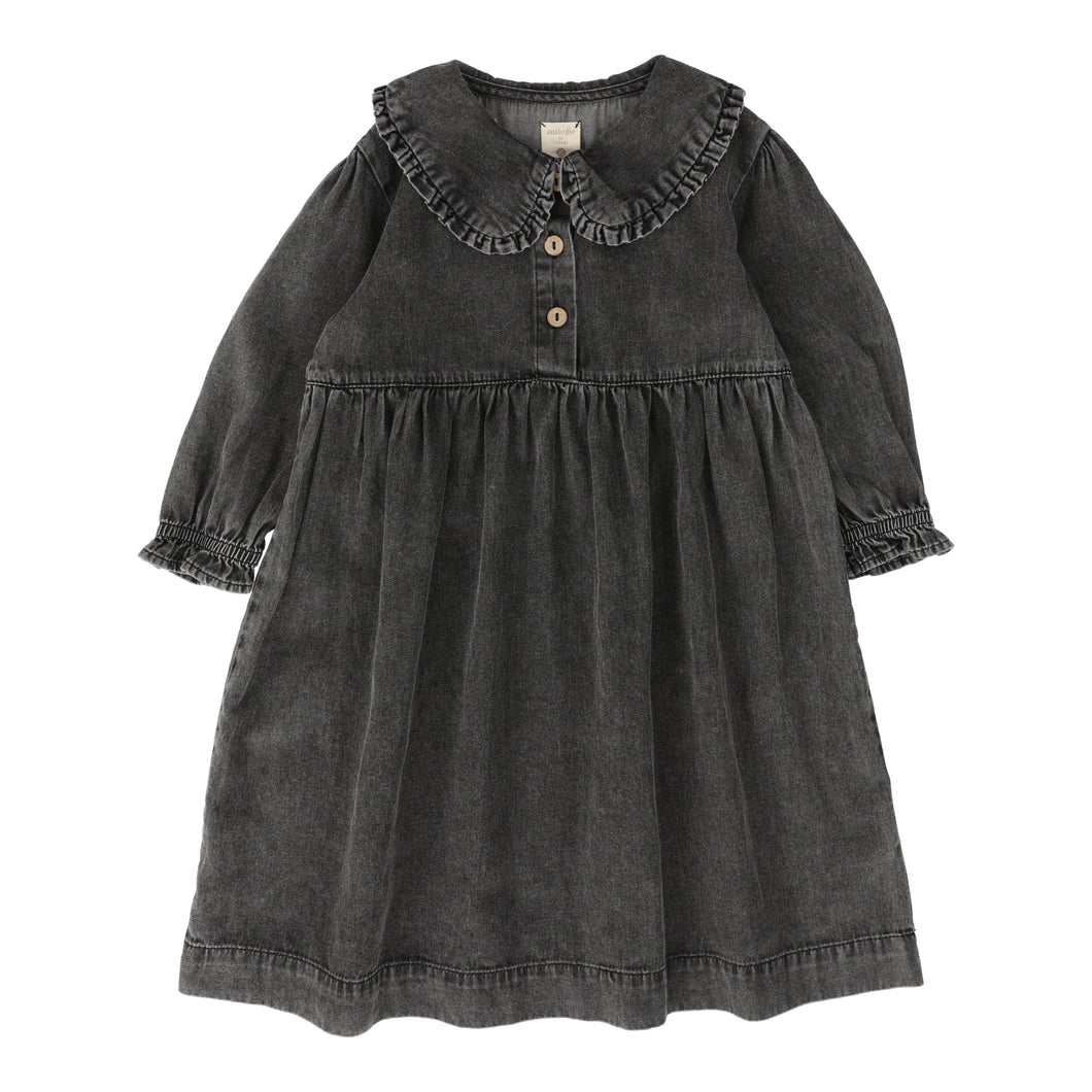 Peter pan dress long sleeve - black wash