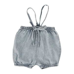 Bubble suspender shorts - Blue wash