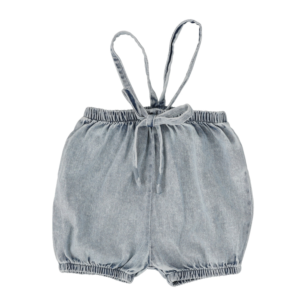 Bubble suspender shorts - Blue wash
