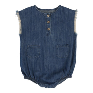 Boys fringe romper - Dark wash