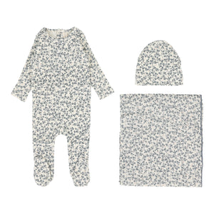 All over floral layette set - slate