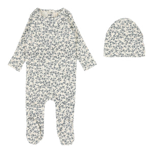 All over floral footie set - slate