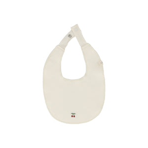 Scattered cherry terry bib - ivory/red