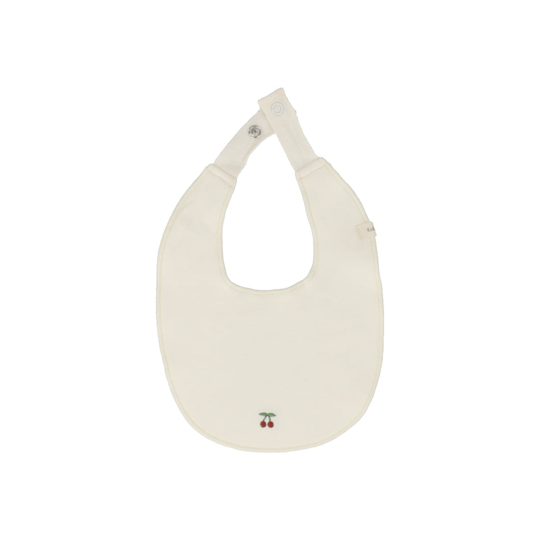 Scattered cherry terry bib - ivory/red