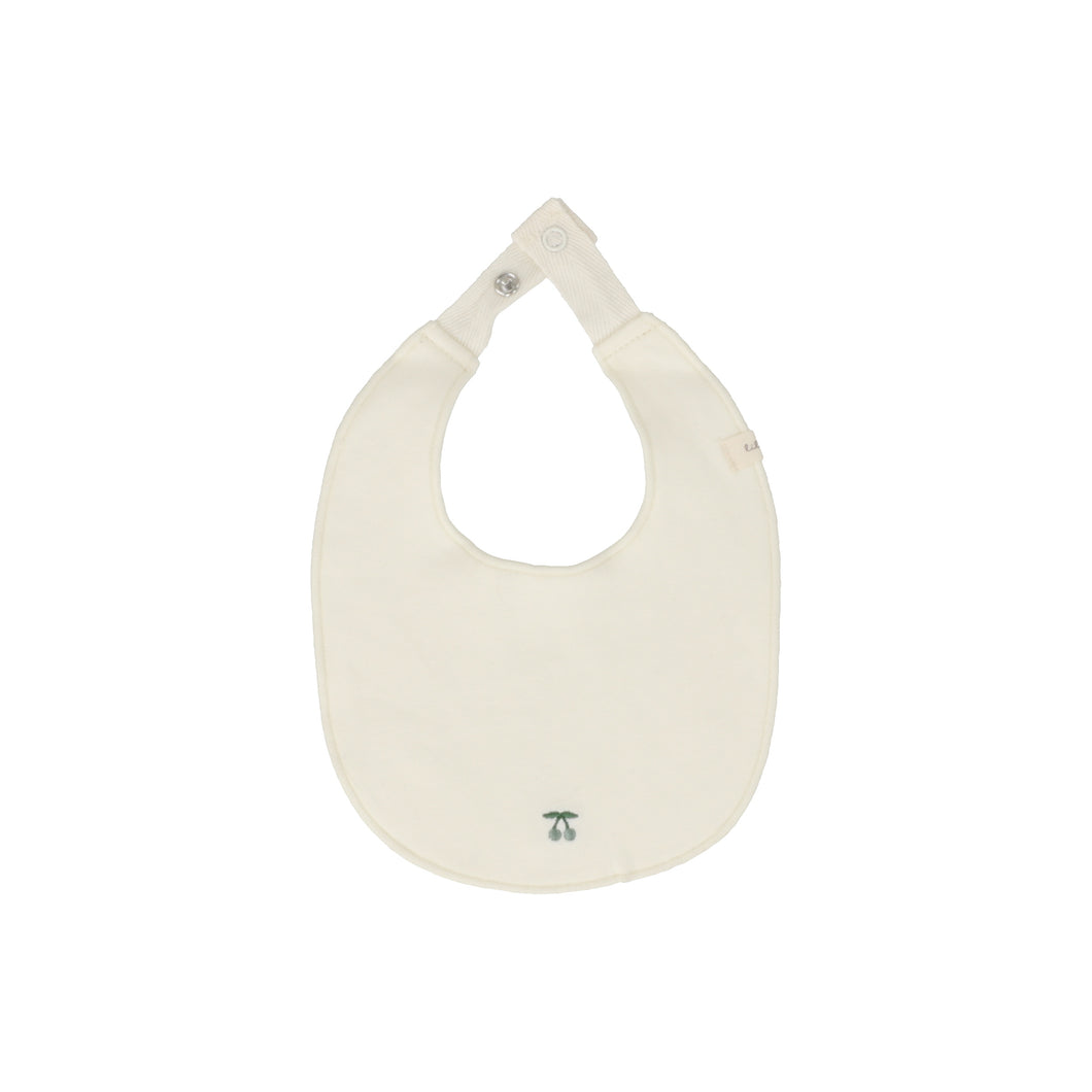Scattered cherry terry bib - ivory/mint