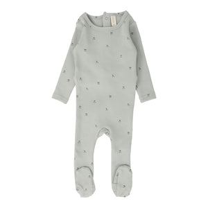 Scattered cherry footie - mint base