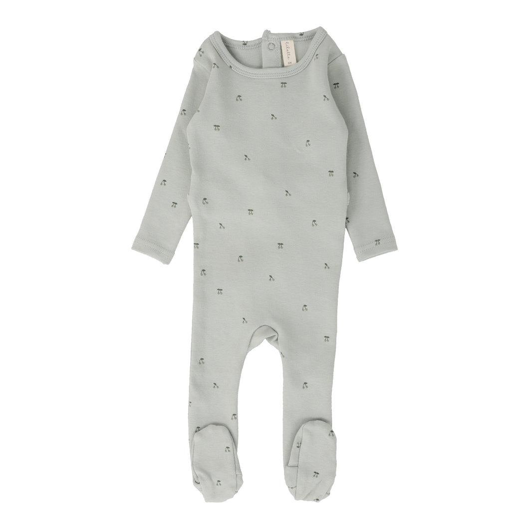 Scattered cherry footie - mint base