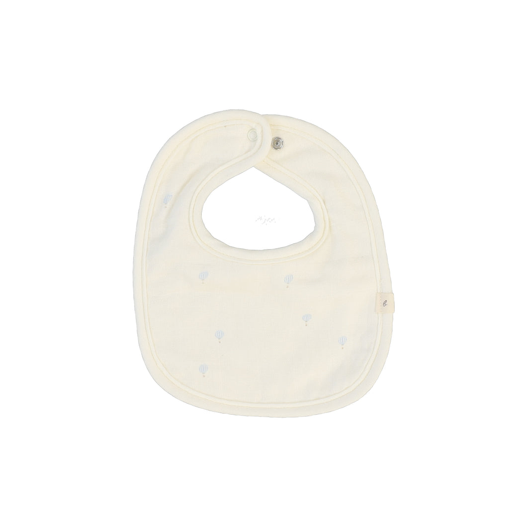 Hot air balloon terry bib - cream/blue