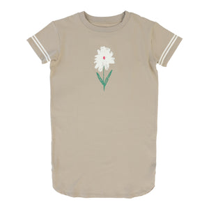 Flower dress short sleeve - Taupe
