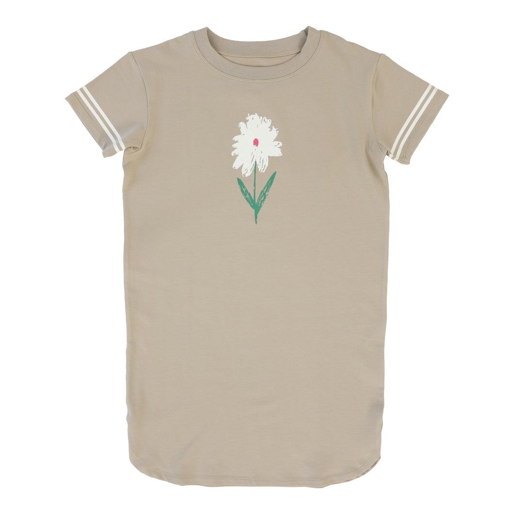 Flower dress short sleeve - Taupe